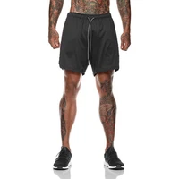 running shorts 2 in 1 sports jogging fitness shorts quick dry breathable sport gyms short built in pockets