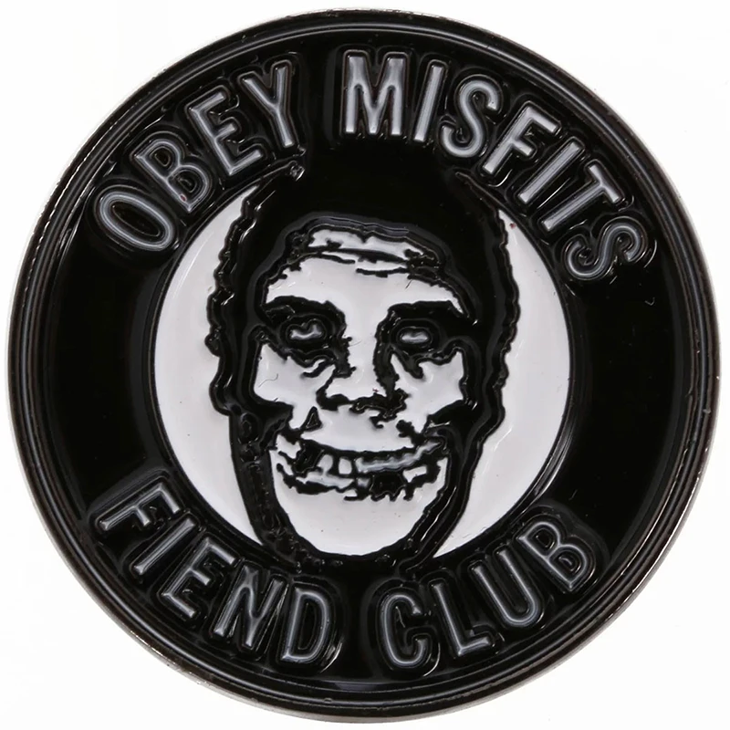 Черная круглая булавка Obey x Misfits Fiend Club|Броши| |
