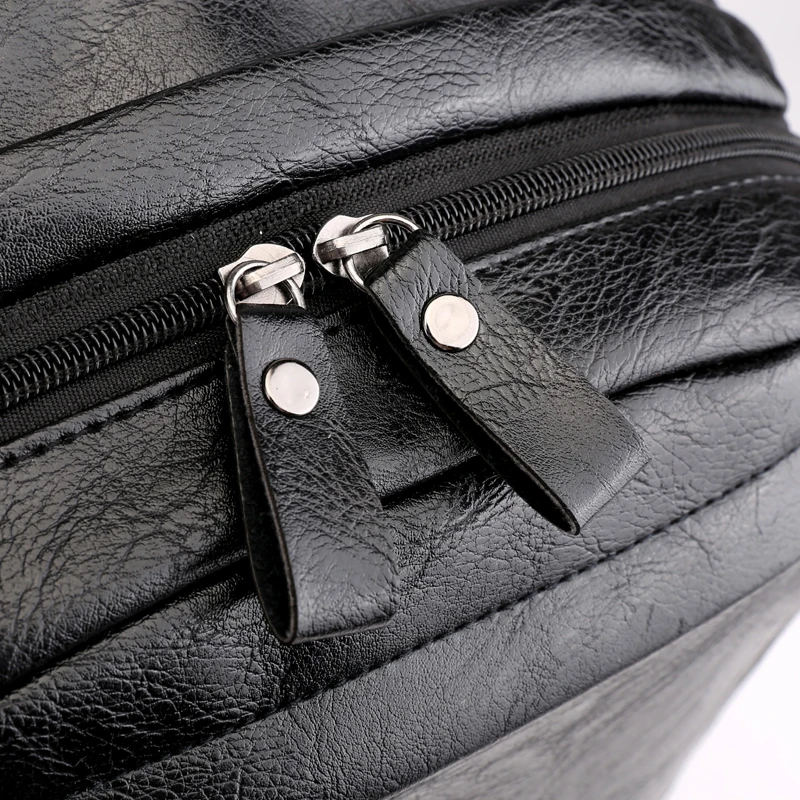 Черный мужской рюкзак из искусственной кожи для подростков с usb-зарядкой большой