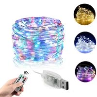 50100200 led copper wire string lights usb plug fairy lights with remote 8 modes christmas garland waterproof outdoor lights