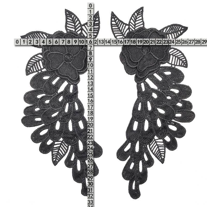 1 пара хлопчатобумажная кружевная ткань вышитая аппликация вырез воротник для