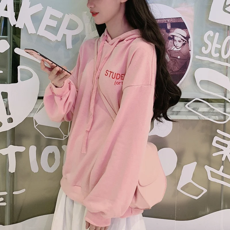 

Korean Style Sweater Women Plus Velvet Lazy Wind Loose Hooded Pullover
