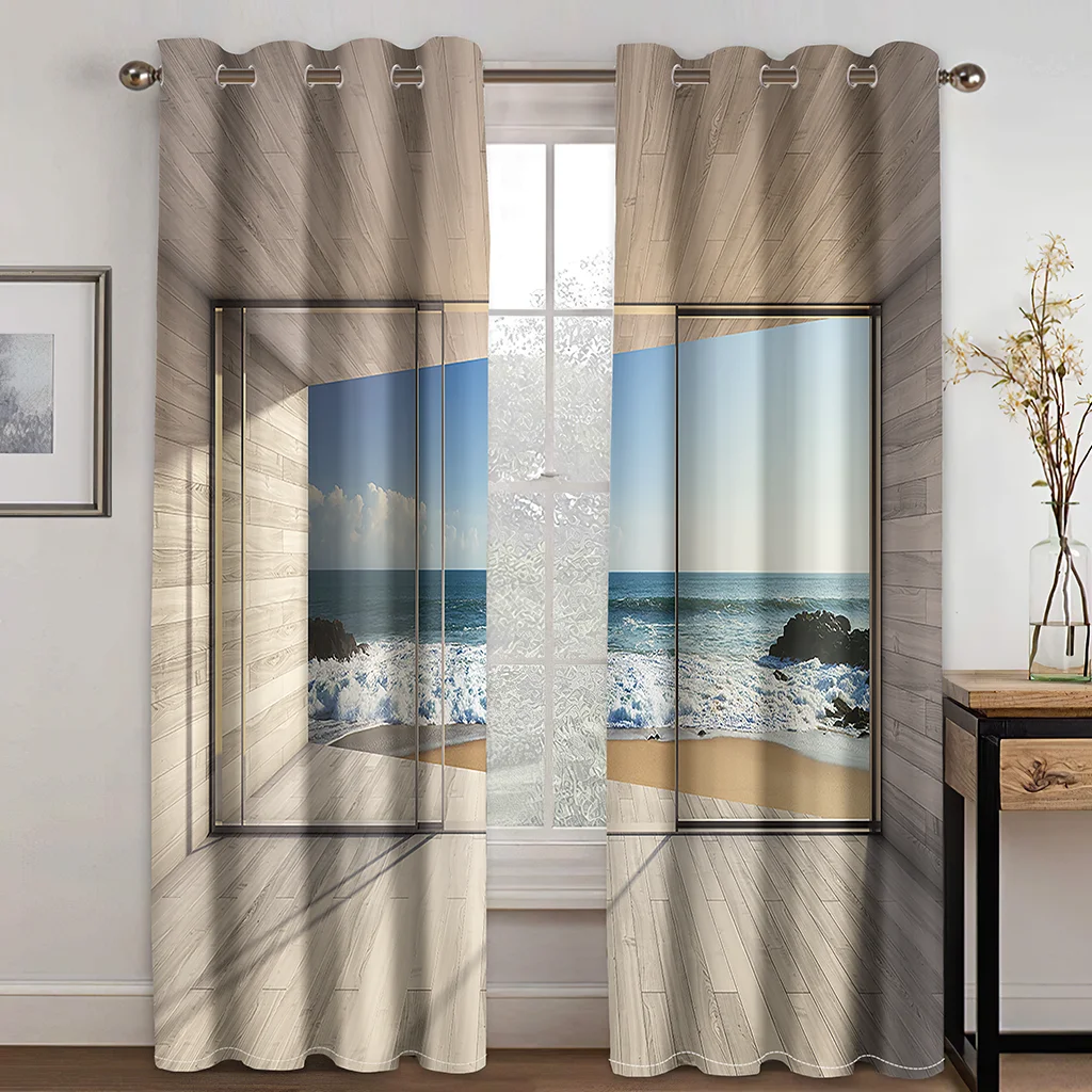 

Современная Реалистичная занавеска с принтом в виде пейзажа, занавеска для гостиной, спальни, занавеска для украшения дома, незаменимая зан...