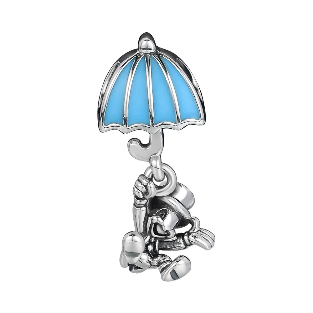 Винтажные шармы-подвески Jiminy Cricket из серебра 928 пробы синие Бусины Оригинальные