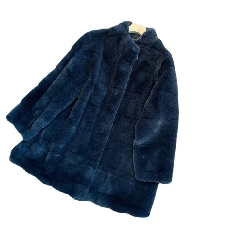 Extra Long Mink Wool Blended Fur Mid Length Womens Fur Coat Autumn Winter New Long Faux Fur Coat for Women Donsignet