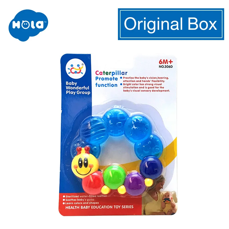 HOLA TOYS 306D детский первый успокаивающий Прорезыватель для зубов, Детские Силиконовые сглаживающие прорезыватели, игрушки для детей, подарок - Цвет: ORIGINAL BOX