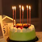 6 шт., свечи для торта, металл, хром, золото, серебро, день рождения