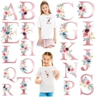 Термонаклейки с 26 буквами, Цветочная Термотрансферная наклейка для одежды, Термотрансферная аппликация для одежды, моющаяся детская футболка