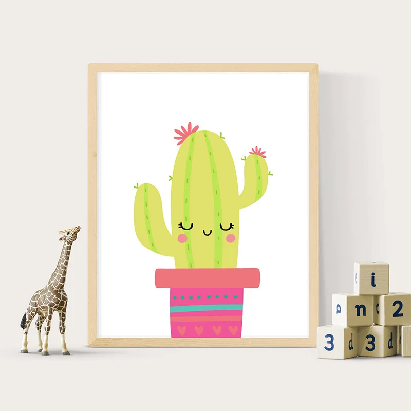 Llama Alpaca Print Nursery Wall Art Canvas Painting Cactus Nordic Posters and Prints Cartoon Pictures for Kids Room Decor | Дом и сад