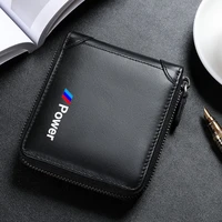 for bmw m power performance m3 m5 x1 x3 x5 x6 e46 e39 f10 f07 m5 pu leather wallet credit card cover alloy key zipper