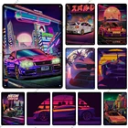 Supra MK4 JDM Mazda RX 7 Turbo II жестяной знак суперкар неоновый металлический постер Ukiyo-e тема Настенный декор в японском стиле для бара кафе клуба