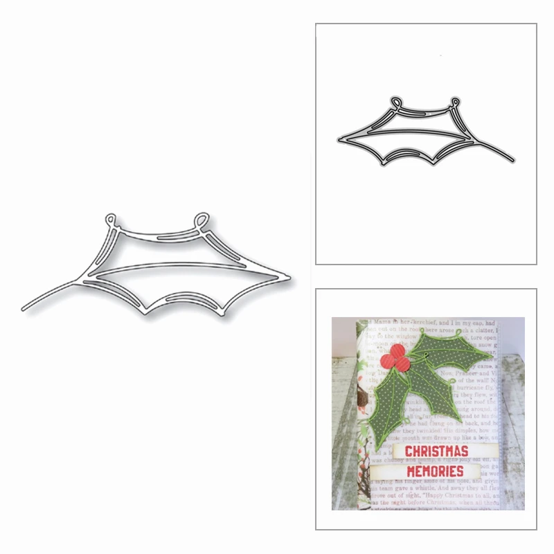 

2020 новые рождественские большие металлические Вырубные штампы с листьями падуба для скрапбукинга «сделай сам» и изготовления карт декорат...