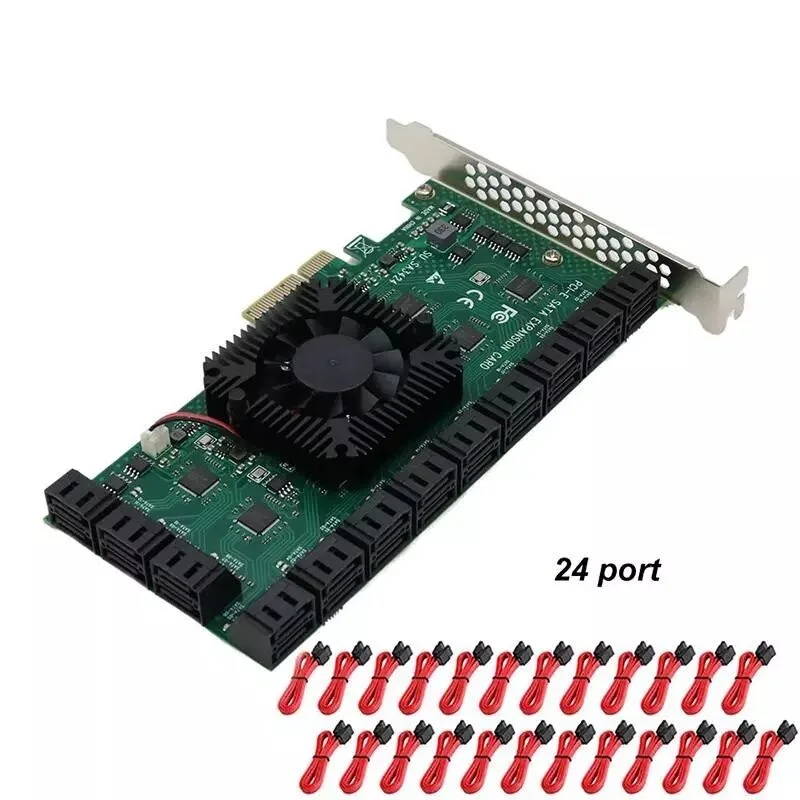 Карточка PCIe SATA для майнинга, 24 порта, 6 Гбит/с