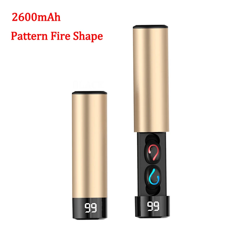 3500 мАч беспроводные наушники блютуз наушники bluetooth TWS V5.0 мини беспроводные Bluetooth наушники для телефона гарнитура спортивные Стерео шумоподавление наушники водонепроницаемые PK Q32 без проводные наушники - Цвет: 2600mAh-Gold-Fire