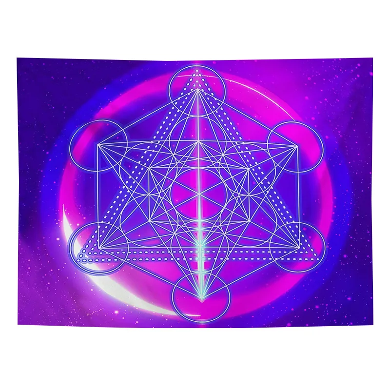 Фотофон Metatron психоделический гобелен настенный шестигранный Metatron's Cube ковер
