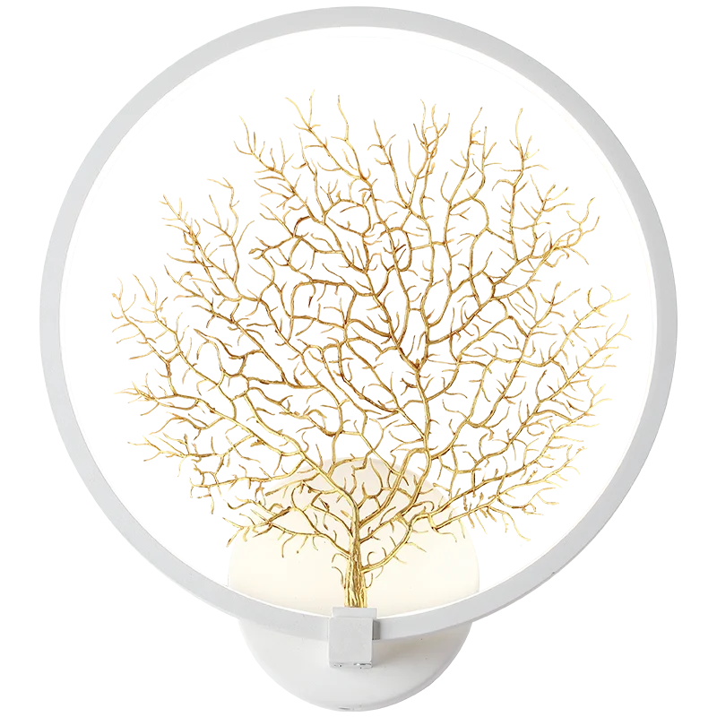 

Nordic Creative LED Wall Lamp Black White Tree Decorative Wall Lamps Round Bedroom Bedside Home DECO Lighting Fixtures ZM1117