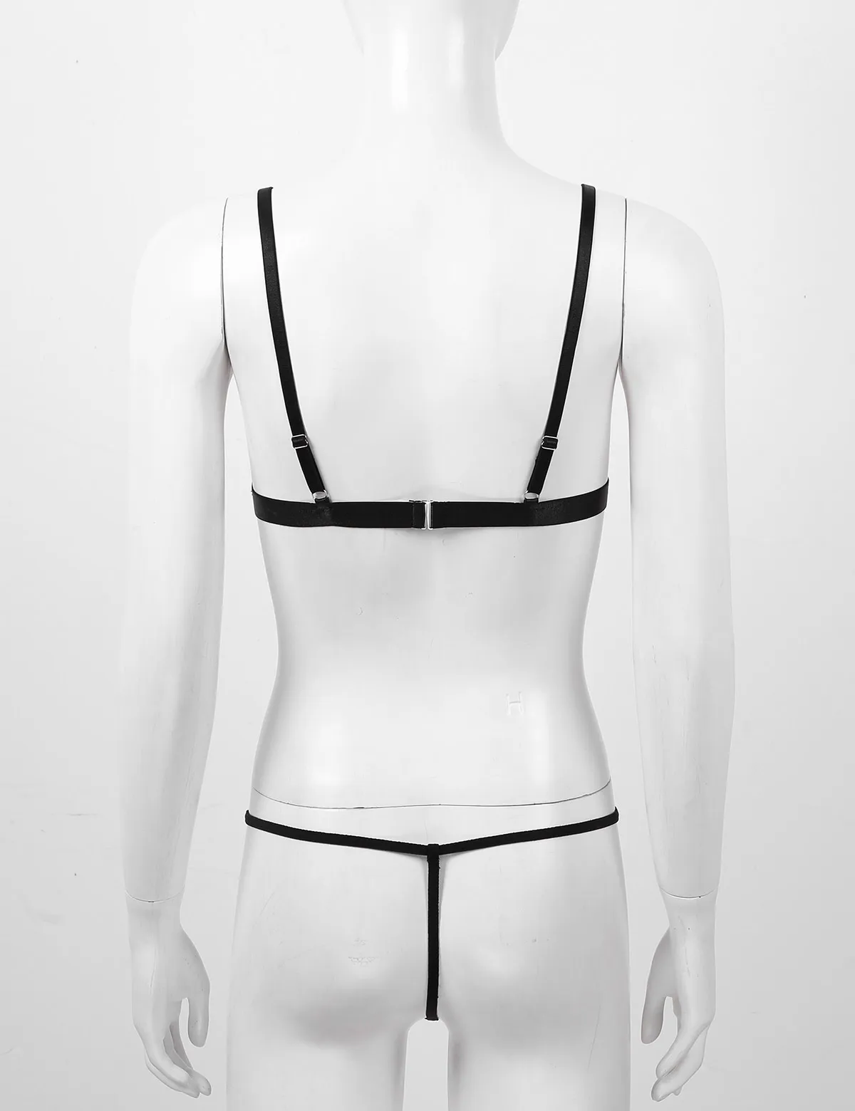 

Womens Sexy Lingerie Bikini Set Flame Plaid Pattern Thong Underwear Adjustable Shoulder Strap Bikini Bra Tops with T-back Briefs