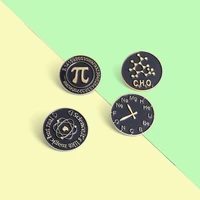 scientific design enamel lapel pins pi element clock brooches badge backpack accessories gift for people who love science custom