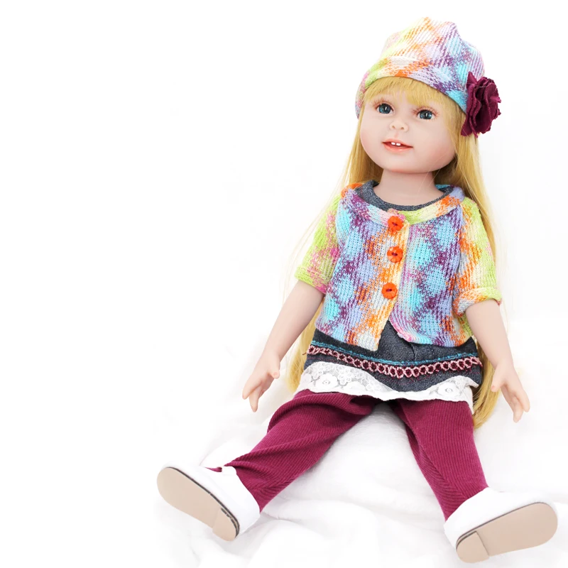 

20 Inch 50cm Reborn Doll Cool Girl Long Gold Hair Blue Eyes Soft Body Rebirth Baby Dolls Reality Touch Bebe Toy Childrens Gifts