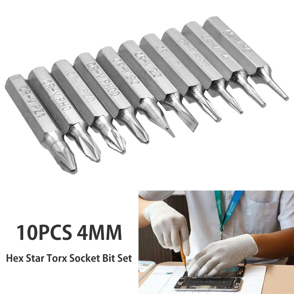 

10pcs CR-V Torx Bits Set Screwdriver Drill Bit Hex Torx Mobile Repair Bit Plum Blossoms Repairing Head Home Hand Tools