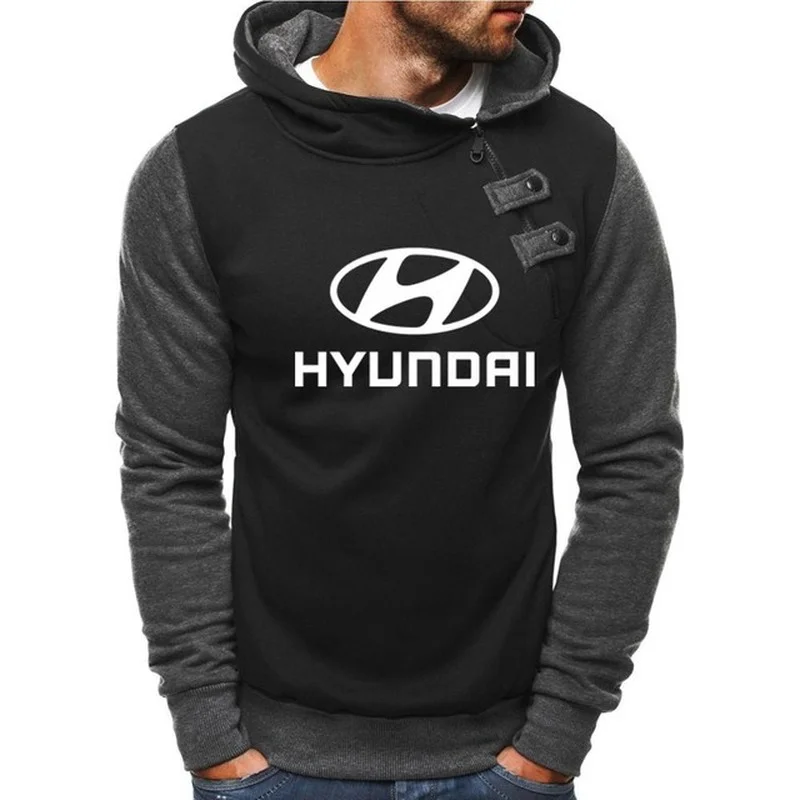 

2021 NEW Men's pullover for Hyundai Car Logo Printing Casual Men's Buttons sweatshirt High Quality Cotton Men's hoodi