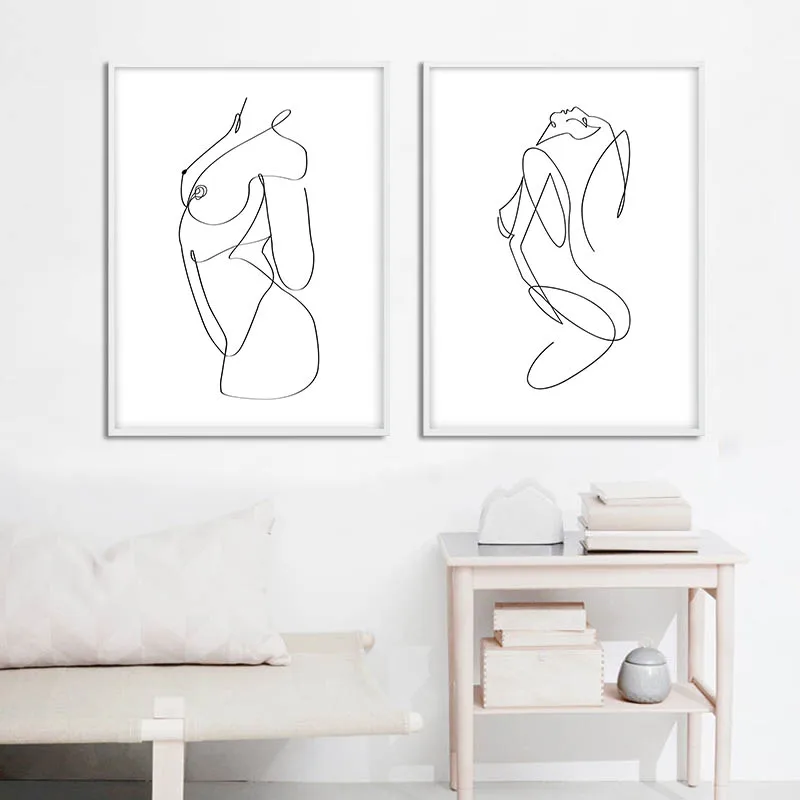 Плакат на холсте с изображением женщины абстрактный Рисунок в минималистском