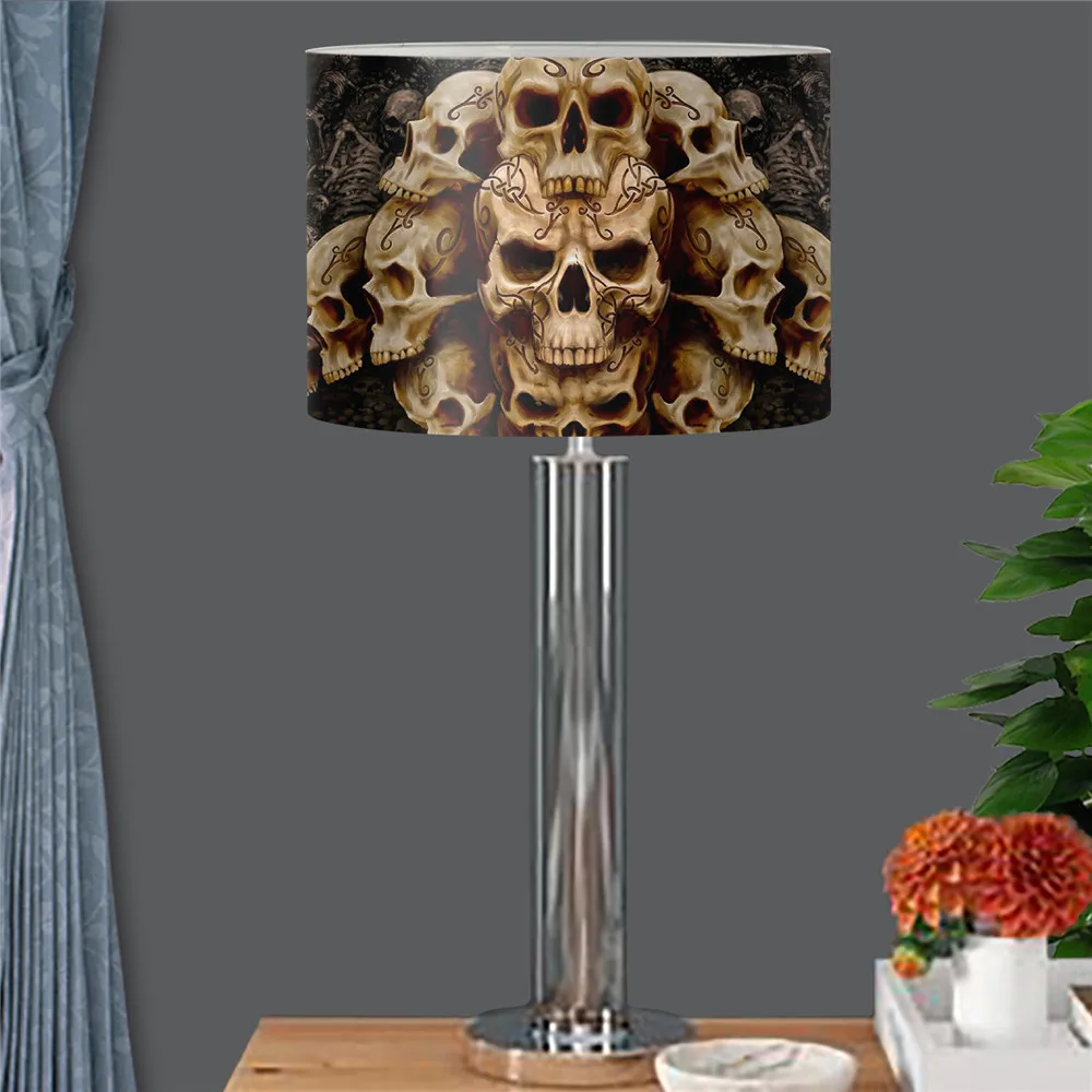 

Home Table Lamp and Floor Light Lampshades Decor Punk Skull Reaper Printing Cool Light Cover for Teenager Bedside Halloween Gift