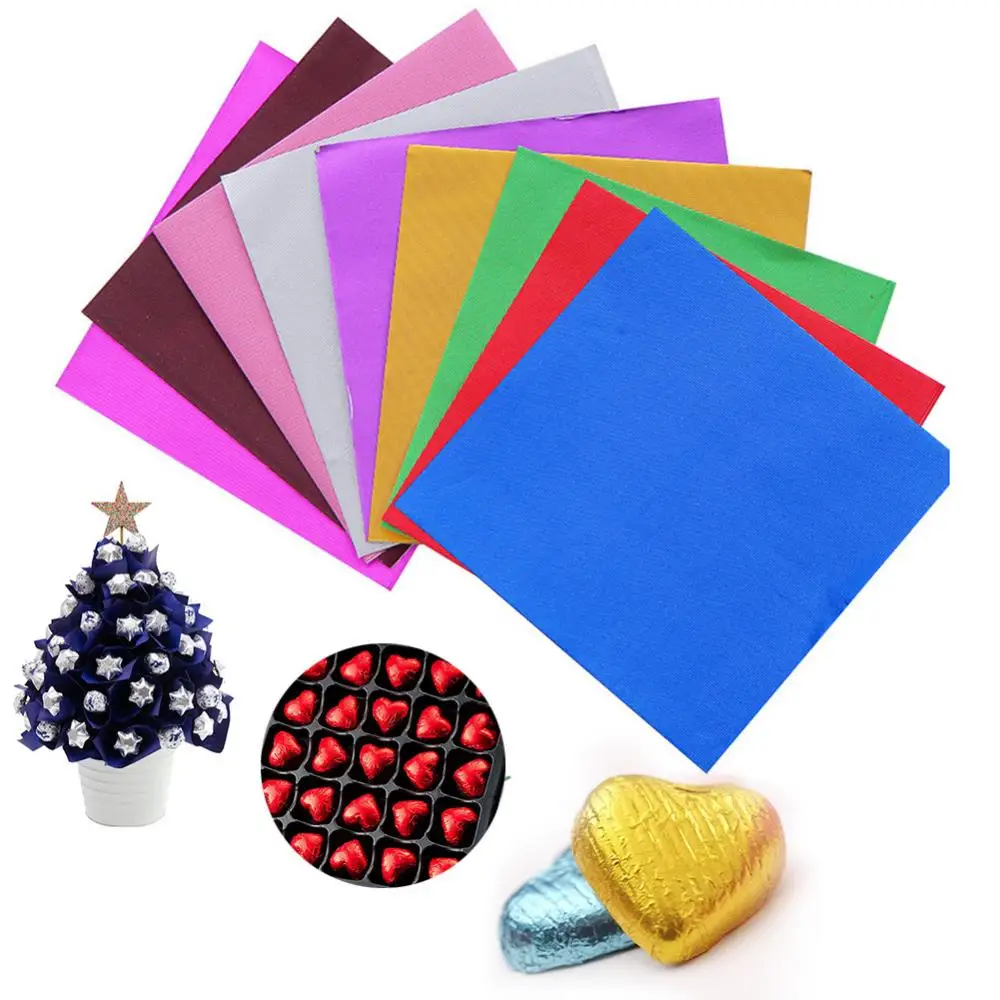 

100Pcs 8cm Colorful Chocolate Candies Wrapping Tin Paper DIY Baking Food Package Aluminum Foil Pack Gifts Decoration Paper