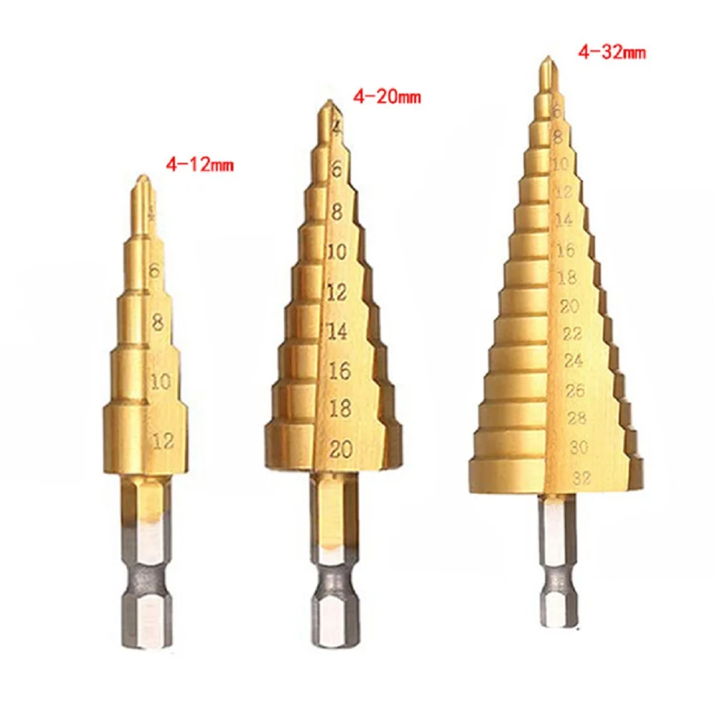 Набор ступенчатых универсальных сверл Vastar из быстрорежущей стали с титановым