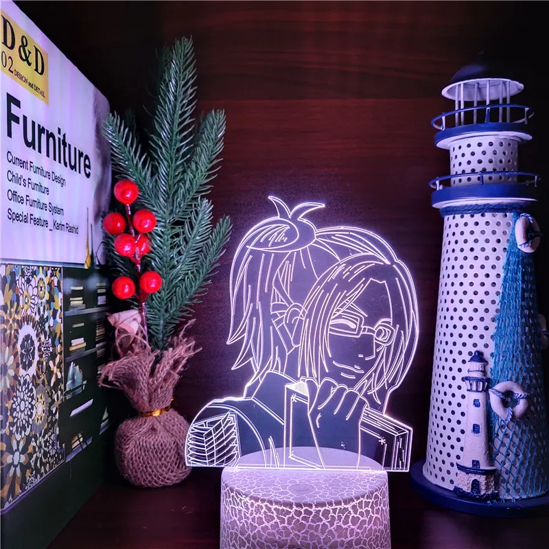 

Attack On Titans Hange Zoe 3D Illusion Lamp Anime LED Night Light for Bedroom Decor Table Lamp Kids Child Lighting Manga Gifts