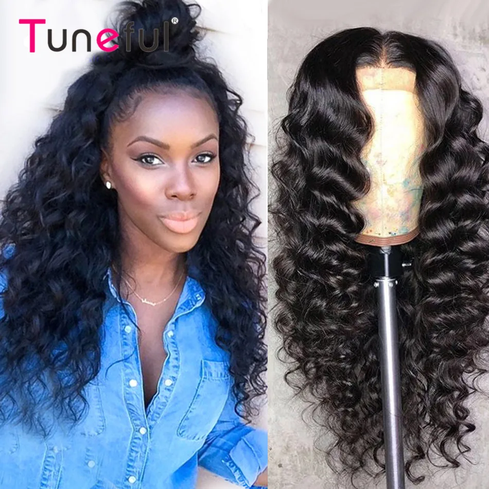 

Peruvian Loose Deep Wave HD Lace Front Human Hair Wigs For Women 4x4 Closure Wigs 180% Remy Lace Frontal Wavy Human Hair Wigs