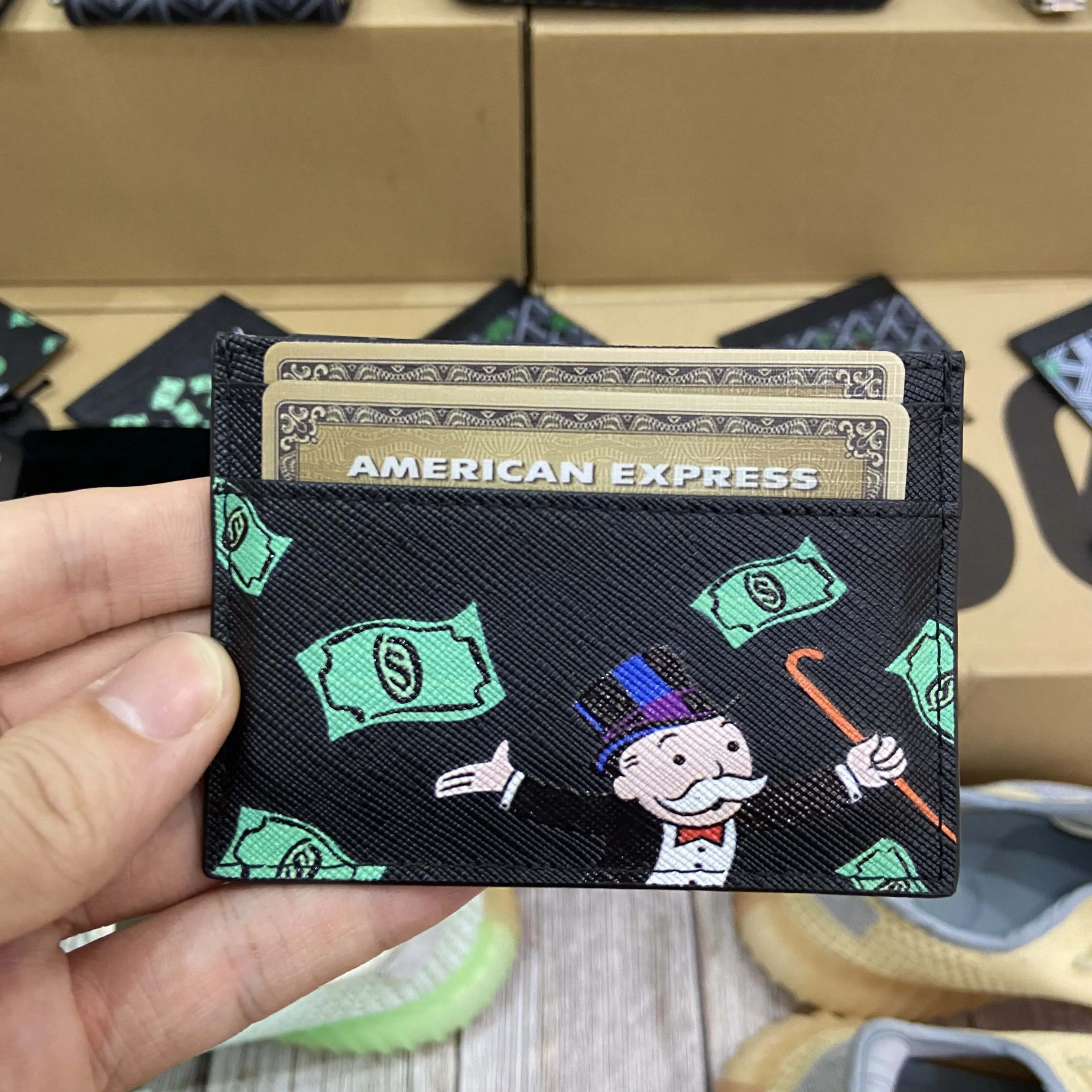 original holifend unite richie rich alec monopoly genuine leather card holder credit id cardholder small purse men gift free global shipping