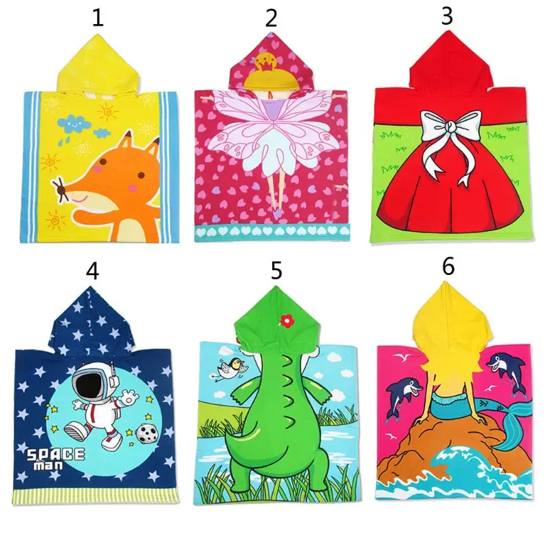 

Children Hooded Cloak Beach Towel Microfiber Boy Girls Kids Swimming Bath Towel NEW