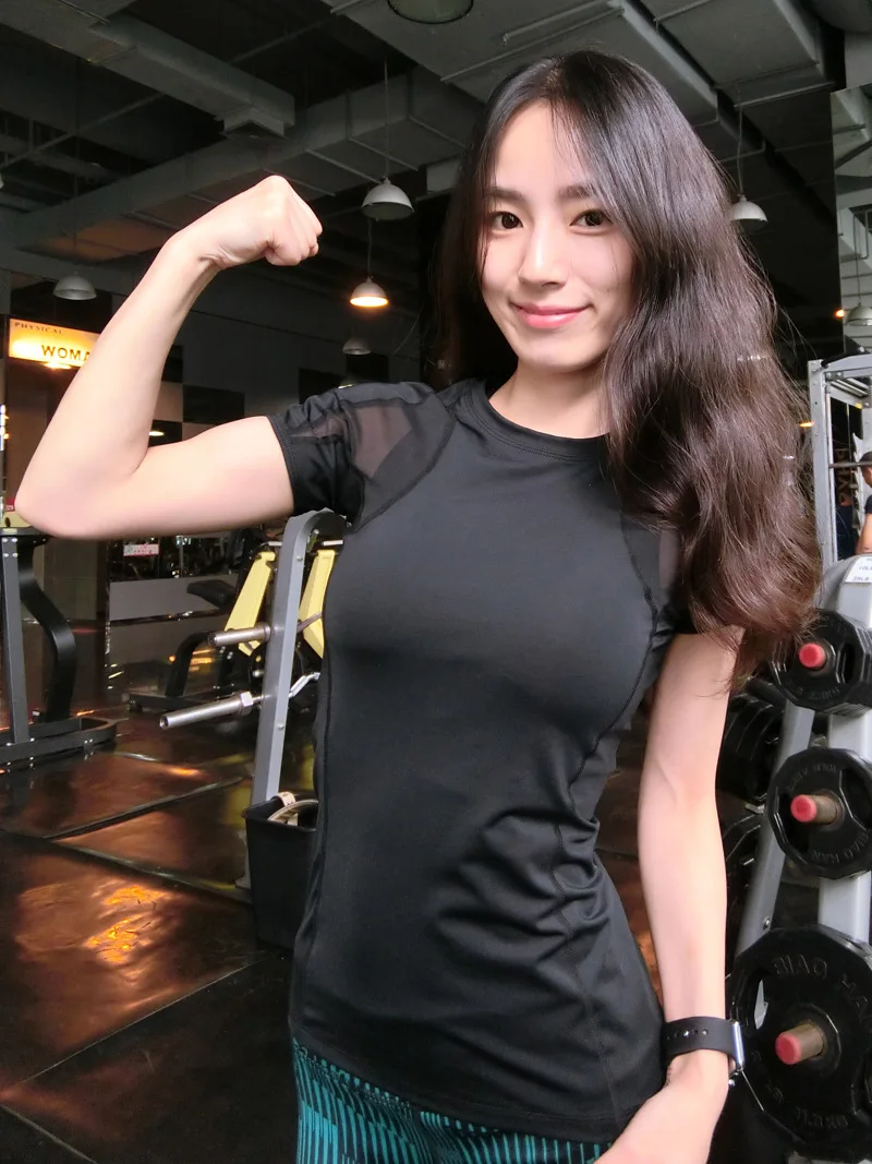 Футболка женская сетчатая пикантный Топ для йоги быстросохнущая дышащая