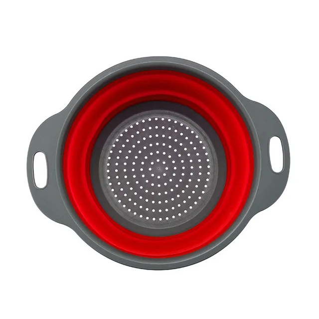 round red Складная корзина с ситом, складные дуршлаги, наборы квадратной формы для мытья фруктов и овощей, кухонные корзины CF-157 - Цвет: round red