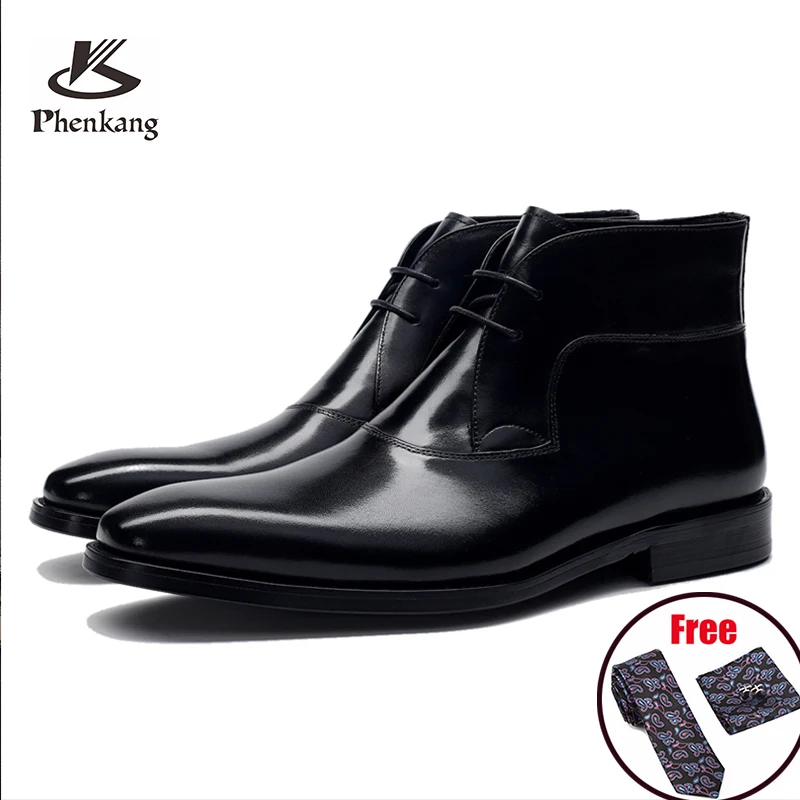 Мужские зимние ботинки челси из натуральной коровьей кожи броги повседневная