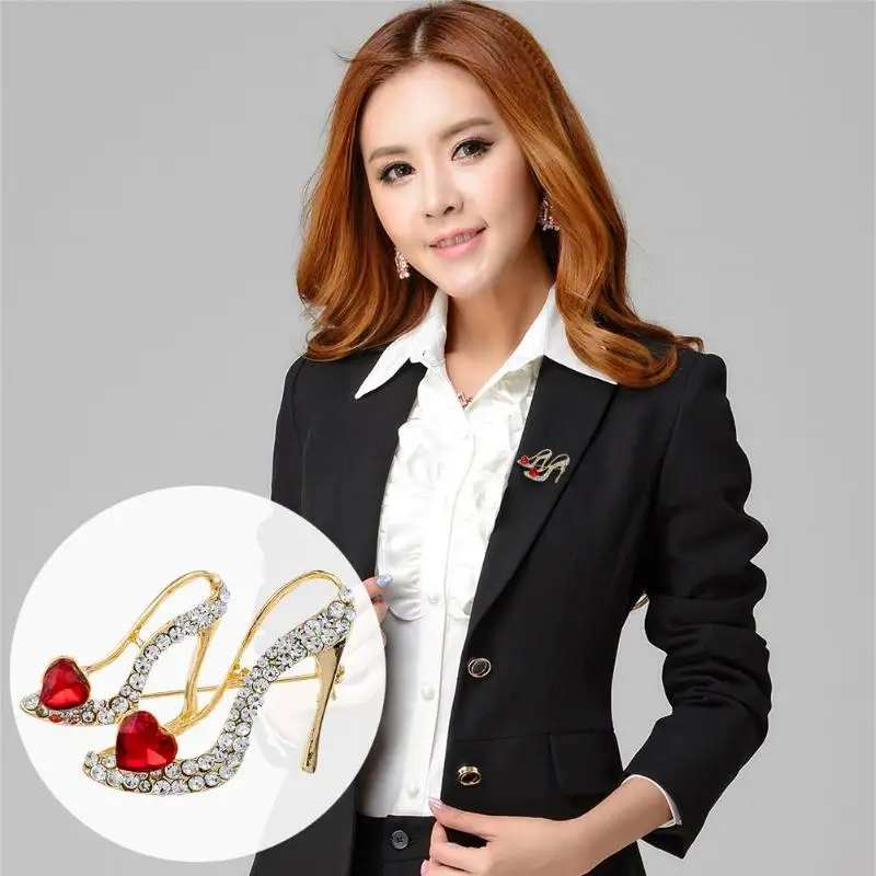 Обувь с кристаллами на высоком каблуке сердечком Элегантная Брошь-булавка