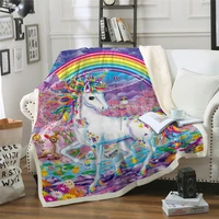 rainbow unicorn blanket 3d cartoon print plush throw sofa noble bedspread bed blankets