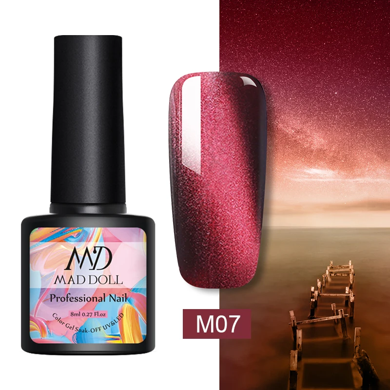 MAD DOLL 8ml Cat Eye Nail Gel Polish Blinking Magnetic Effect UV Varnish Soak Off varnish Art | Красота и здоровье