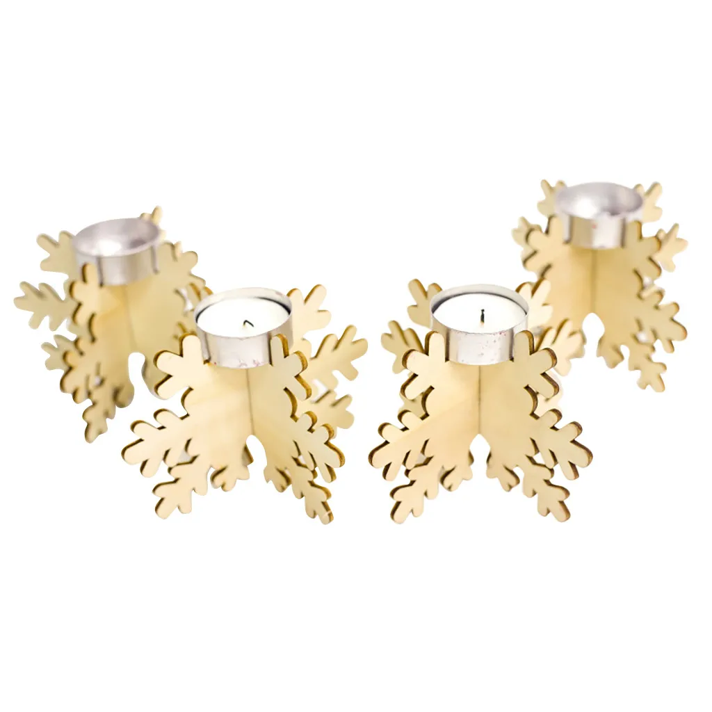 Подсвечник в форме снежинки деревянный Рождественский романтический подсвечник