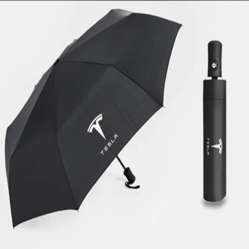 

For Tesla Model 3 Model X Model S Y Logo Windproof Parasol Man Gift Car Styling Accessories Car Automatic Folding Umbrella Rain