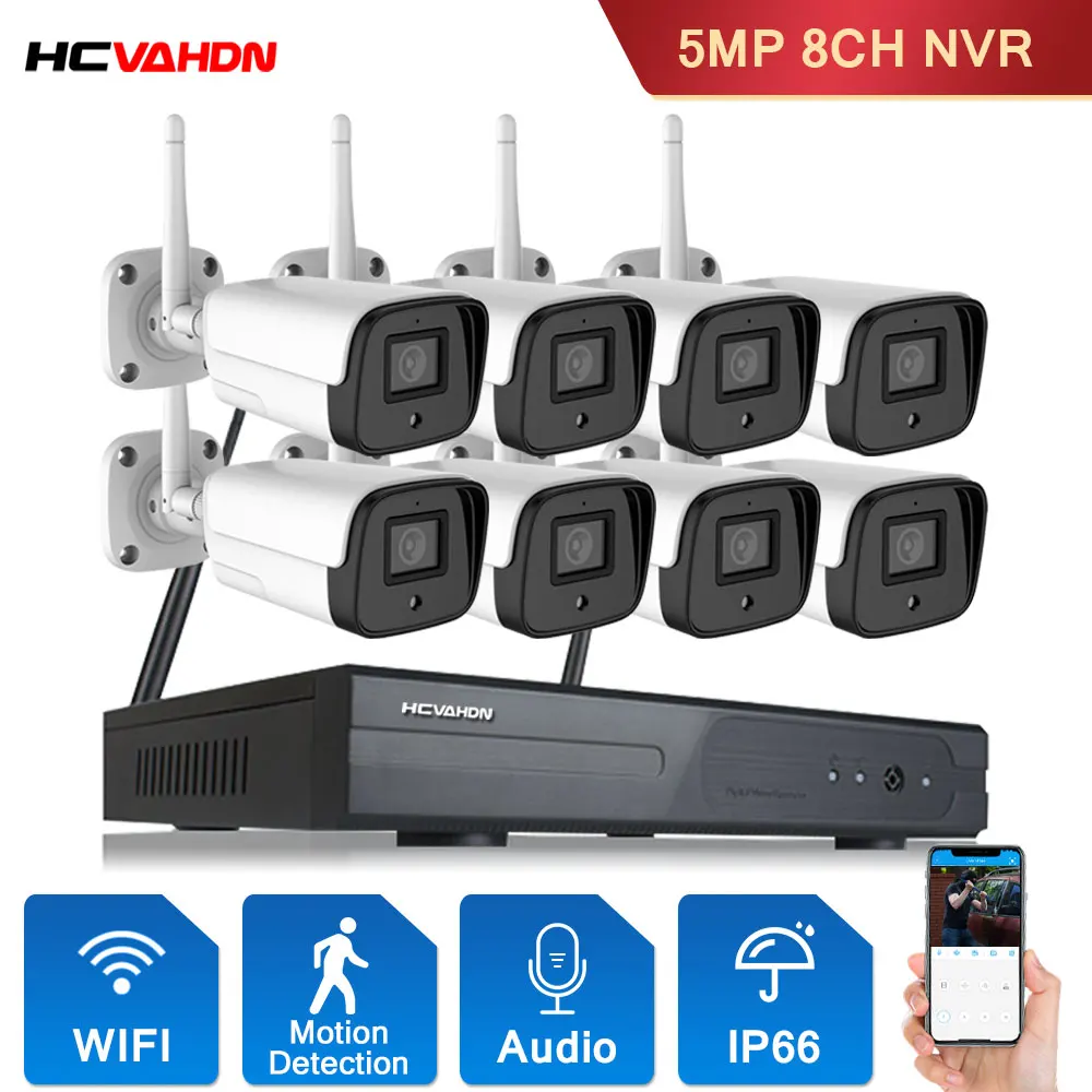 

WIFI Security Camera Security System 8CH 5MP Wireless NVR Kit Outdoor IR Night Vision IP Camera Video Surveillance System Kit