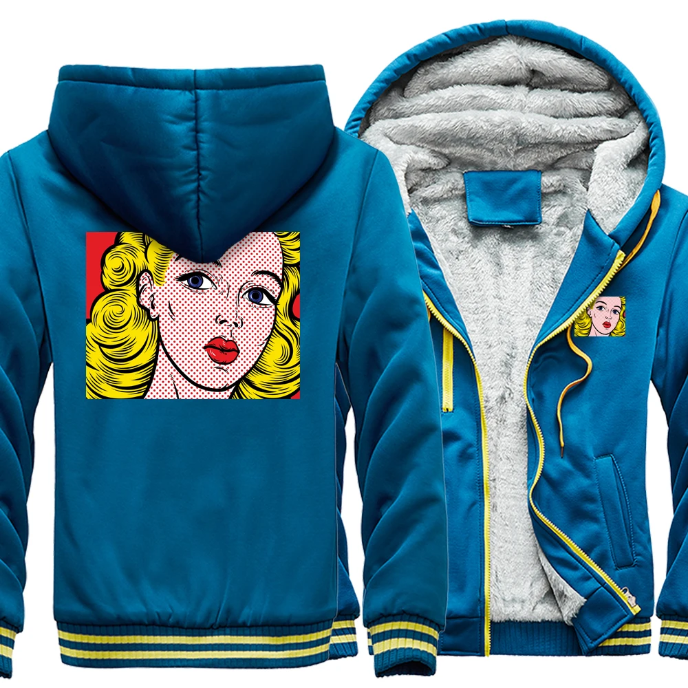 

Pop Character Creativity Printed Jacket Men Sport Casual Hoodies Hot Sale Loose Thick Coat Men Autumn Fleece Streetwear For Man