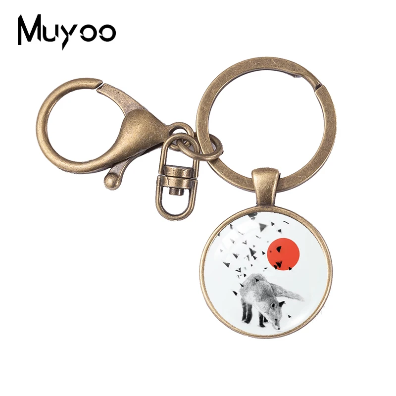 Новинка 2021 милый брелок с рисунком Красной лисы стеклянный купол фото ювелирные
