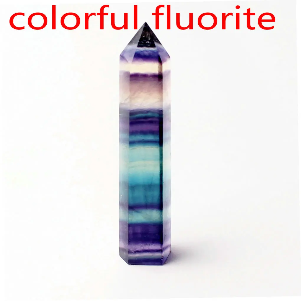 colorful fluorite Кристалл обелиск точка палочка ювелирные изделия Красочные Флюорит розовый кварц исцеление чакры в рейки декоративная статуэтка Фигурное ожерелье подарок - Цвет: colorful fluorite