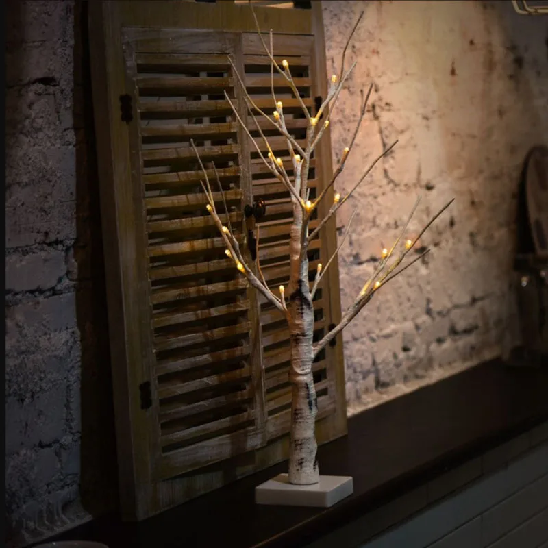 60 см Рождественская елка с светильник s светодиодный принтом в виде березовых