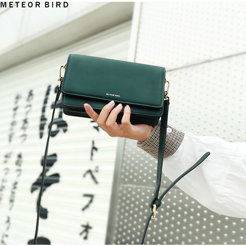 Женские сумки через плечо Meteor bird модная зеленая сумка с цепочкой от известного