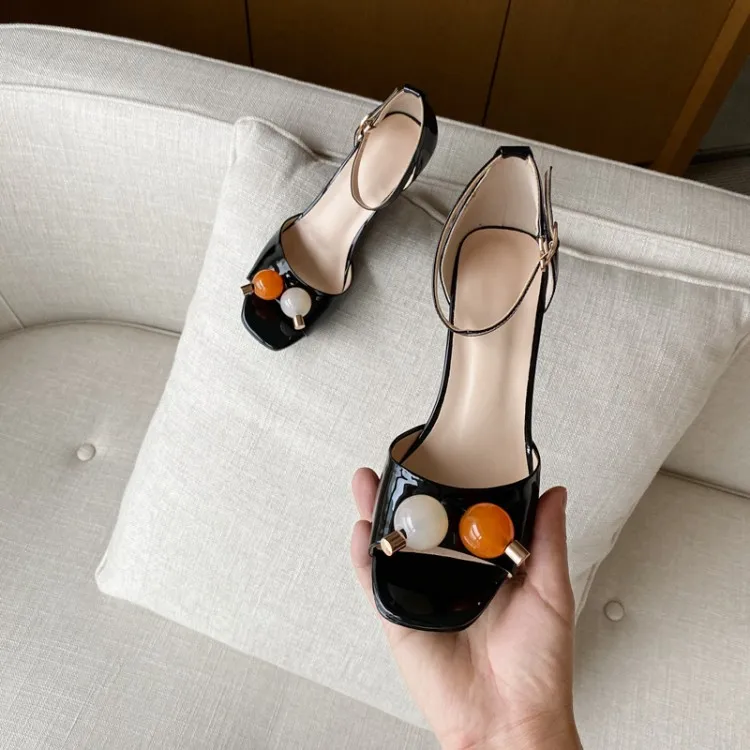MLJUESE 2020 women sandals cow leather Rome style summer open toe wedges black color buckle strap high heels | Обувь