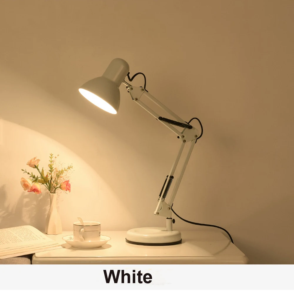 5W LED Long Swing Arm Adjustable Classic Desk Lamps E27 Clip Table Lamp For Study Office Reading Bedside Bedroom Night Light | Лампы и
