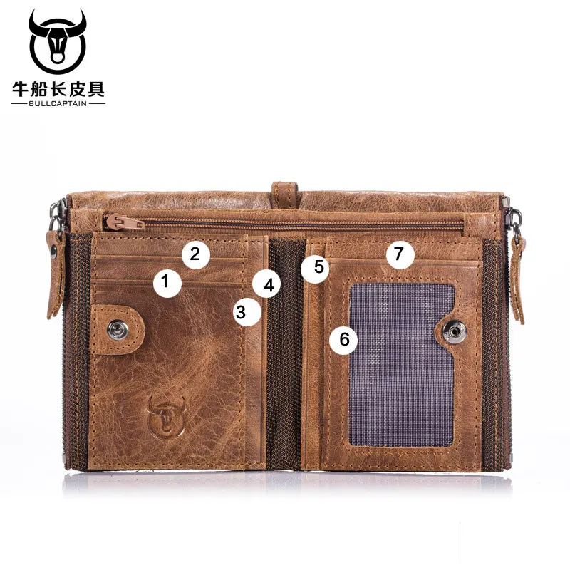 

Men's wallet Head layer cowhide Multi-function Wallet for cards Brief paragraph leisure purses Folding a driver's license clip